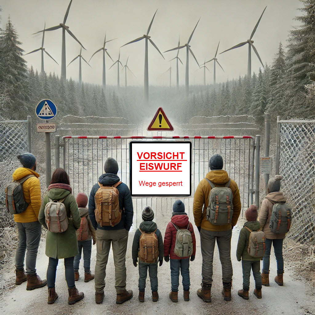 Wanderer vor Sperrung (KI-generiertes Bild)