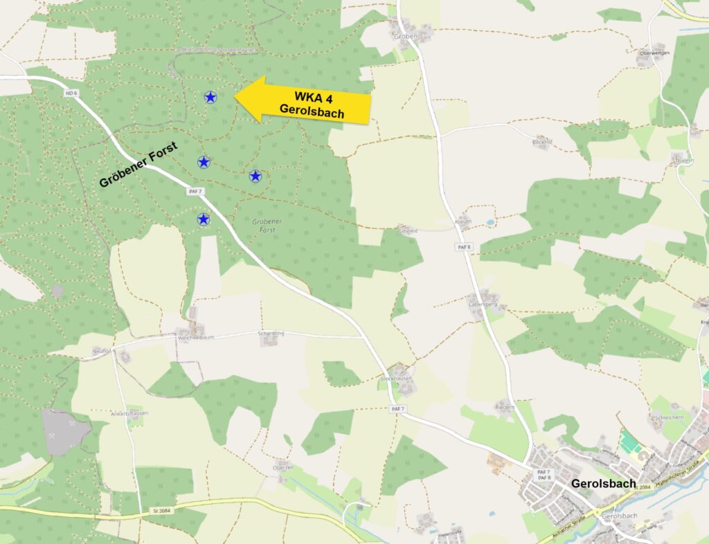 Standortkarte WKA Gerolsbach