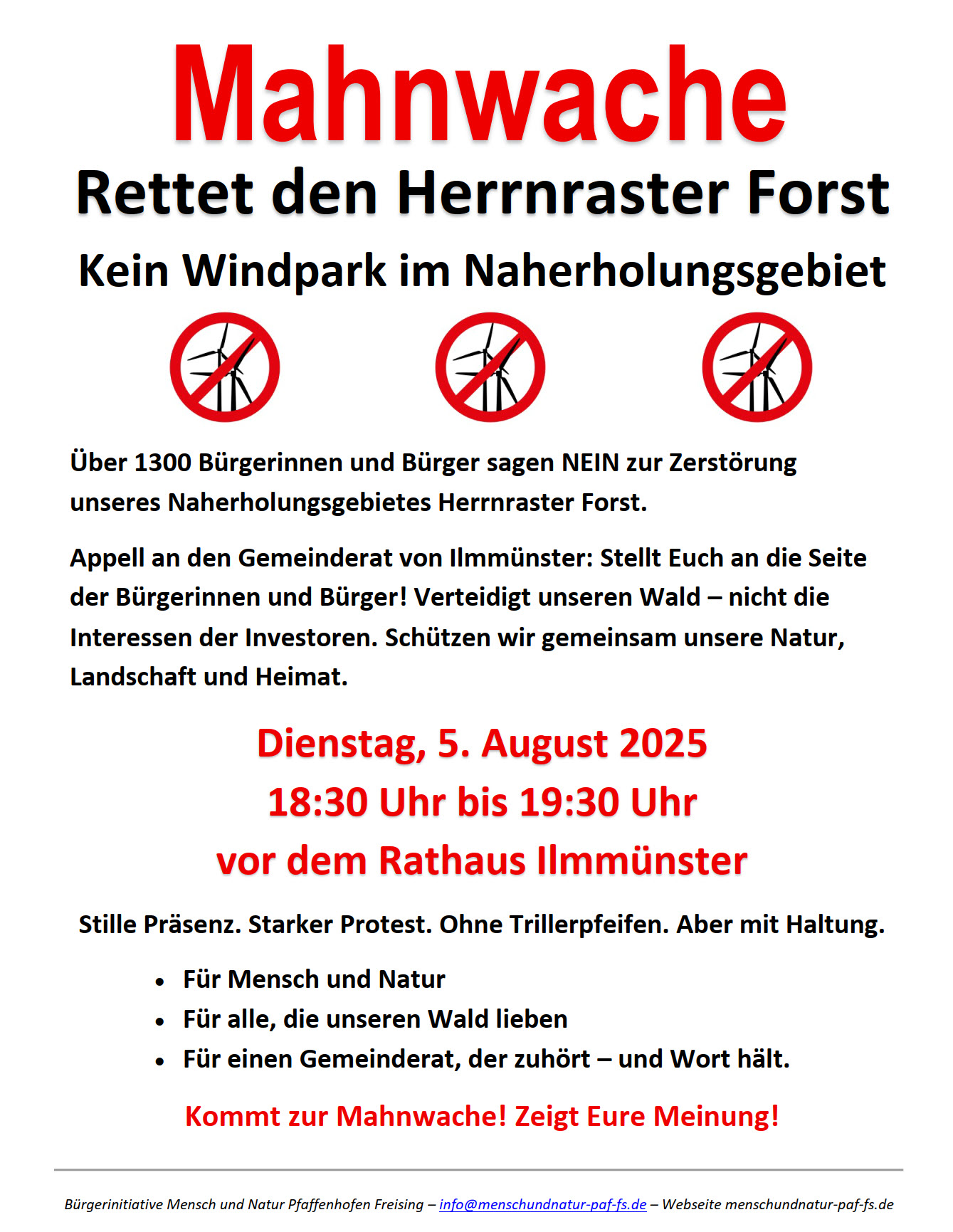 Mahnwache Plakat